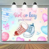 Lofaris Heart Balloon Shoe Gender Reveal Baby Shower Backdrop